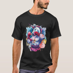 T-shirt Boxer Unicorn Avec Gants De Boxe Kickboxing Drôle