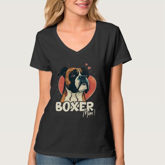 T-shirt Boxerdog with heartdecoration Boxermom (Devant)