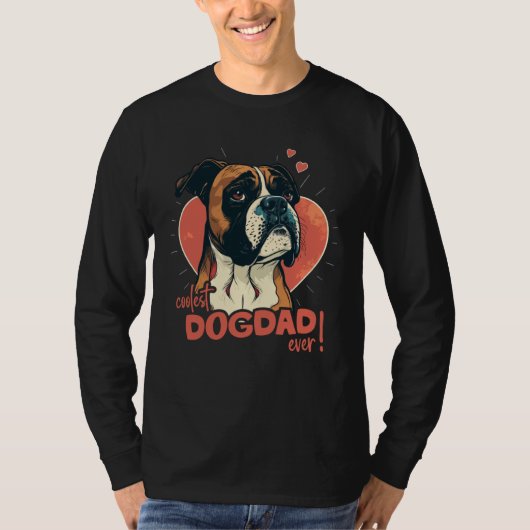 T-shirt Boxerdog With Heartdecoration  Coolest Dogdad (Devant)