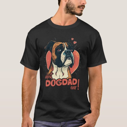 T-shirt Boxerdog With Heartdecoration Coolest Dogdad (Devant)