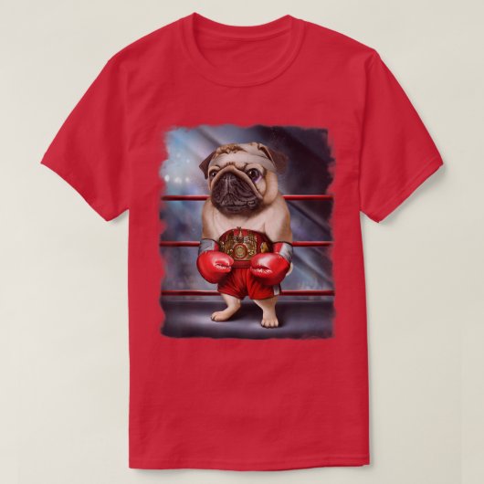 T-shirt Boxing Champion Pug Dog Fighter  (Design devant)
