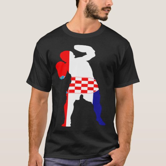 T-shirt Boxing Croatia Flag Men Boys Box Male Competitive  (Devant)