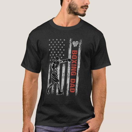 T-shirt Boxing Dad American Flag Father's Day 4th Of July  (Devant)