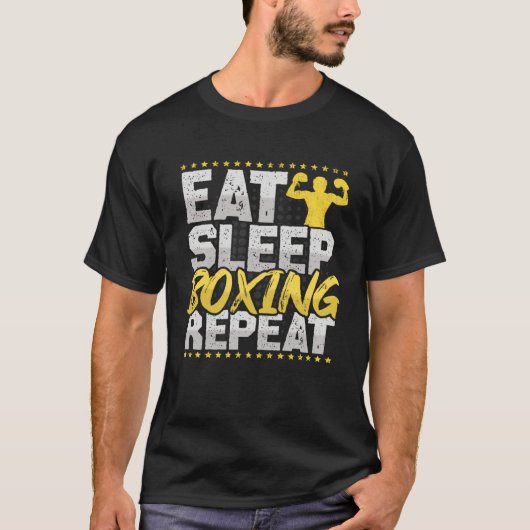 T-shirt Boxing Eat Sleep Repeat Boxing Ring Hobby Boxing (Devant)