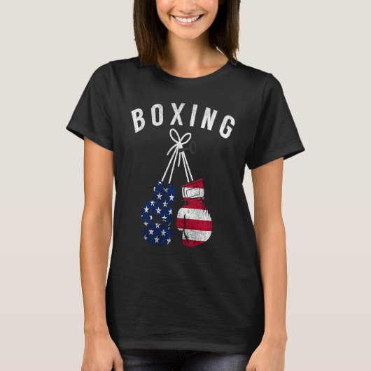 T-shirt Boxing  For Him Dad Men Box Gloves American Flag U (Devant)
