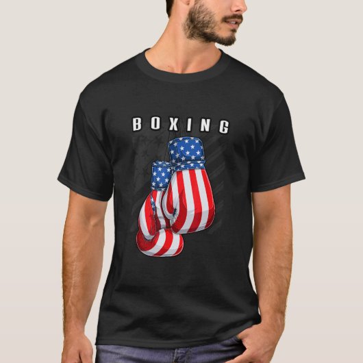 T-shirt Boxing USA American Flag Boxing Gloves (Devant)