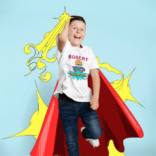 T-shirt Boy Birthday Bash - Blue and Orange Super Hero