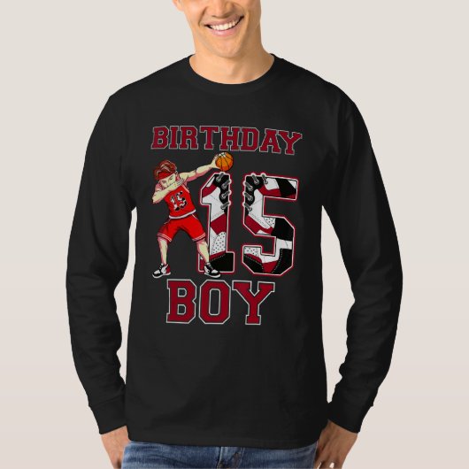T-shirt Boy Dabbing Basketball 15th Birthday Love Baskets (Devant)