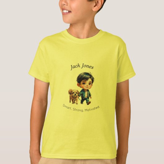 T-shirt Boy & Dog Back to School Custom Design (Devant)