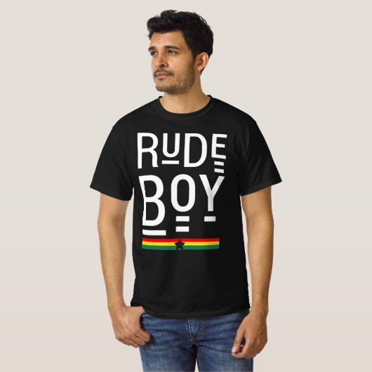 T-shirt Boy Rude Vibes Bon Seulement Rasta Reggae Roots (Devant entier)