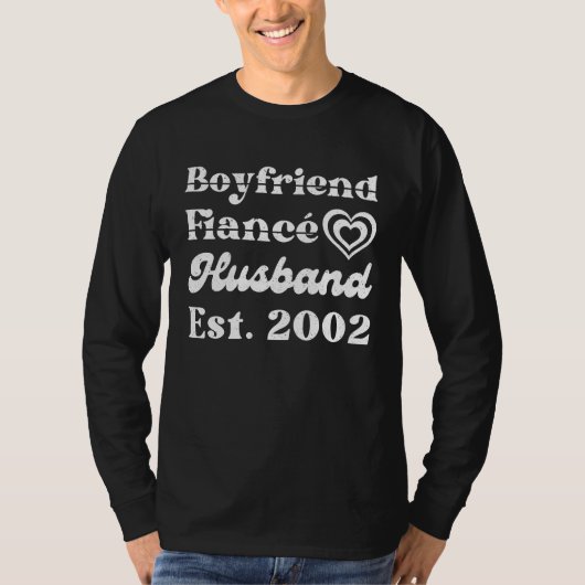 T-shirt Boyfriend Fiance Husband Est 2002 Wedding Annivers (Devant)