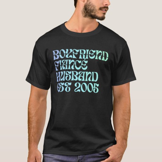 T-shirt Boyfriend Fiance Husband Est 2005 Wedding Annivers (Devant)