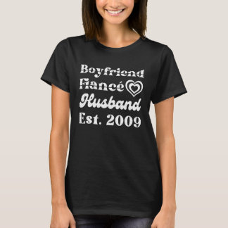 T-shirt Boyfriend Fiance Husband Est 2009 Wedding Annivers