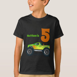 T-shirt Boys 5th Birthday MONSTER TRUCK Ajouter un nom