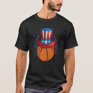 T-shirt Boys Girls American Flag Basketball 4 juillet K