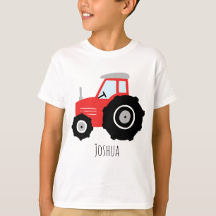 T-shirt Boys jote Red Farm Tractor Dessin avec nom
