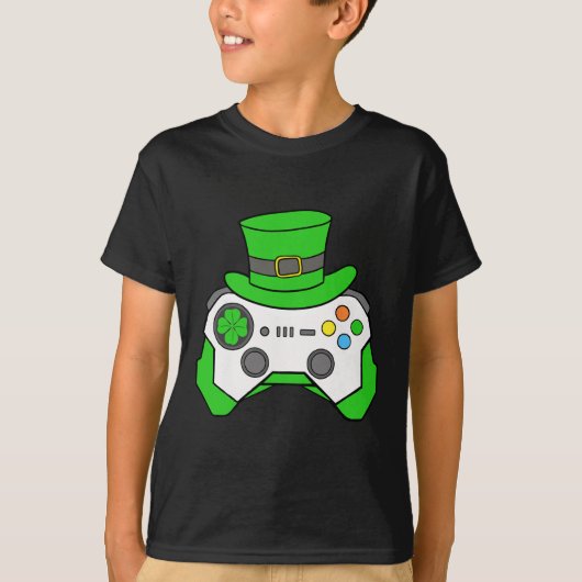 T-shirt Boys St Patricks Day Video Game Controller Mens Ir (Devant)