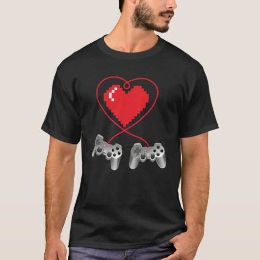 T-shirt Boys Valentines Day Video Game Controller Heart Ga (Devant)