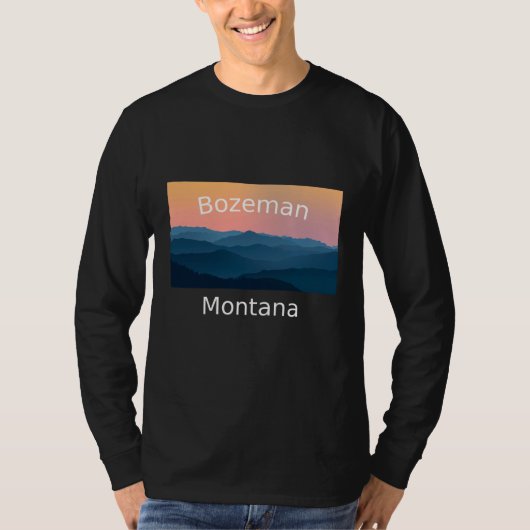 T-shirt Bozeman Montana Mountain sunset hometown (Devant)
