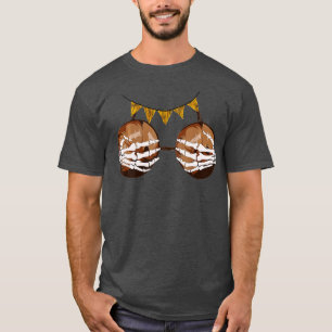 T-shirt Bra de noix de coco d'été Squelette main drôle Hal