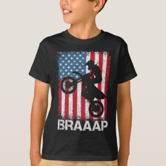 T-shirt Braaap Vintage Usa Drapeau Américain Tee Motocross