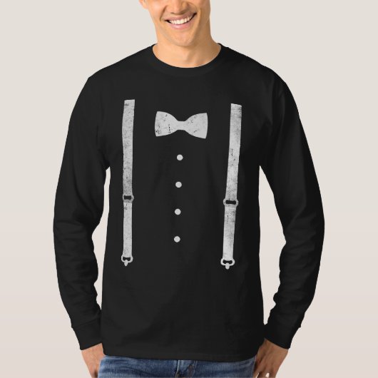 T-shirt Braces Bow Tie Dress Code Black Tie Party (Devant)