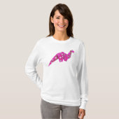 T-shirt Brachiosaure Origami Googly - Rose (Devant entier)