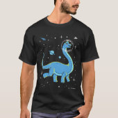 T-shirt Brachiosaurus Bleu Dinos Dans L'Espace (Devant)