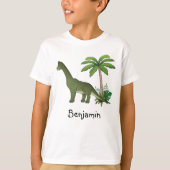 T-shirt Brachiosaurus Et Palmier Avec Nom Enfant (Devant)