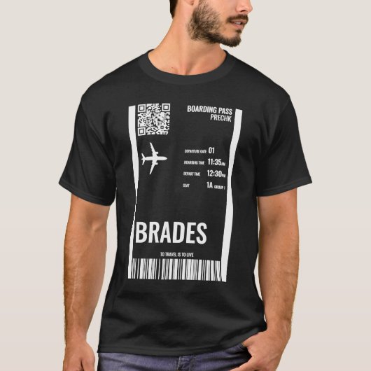 T-shirt Brades Montserrat Boarding Pass Airline Ticket Tra (Devant)