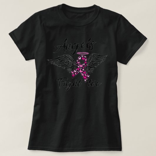 T-shirt Braille Cancer Awareness for Women Pink Ribbon Ang (Design devant)