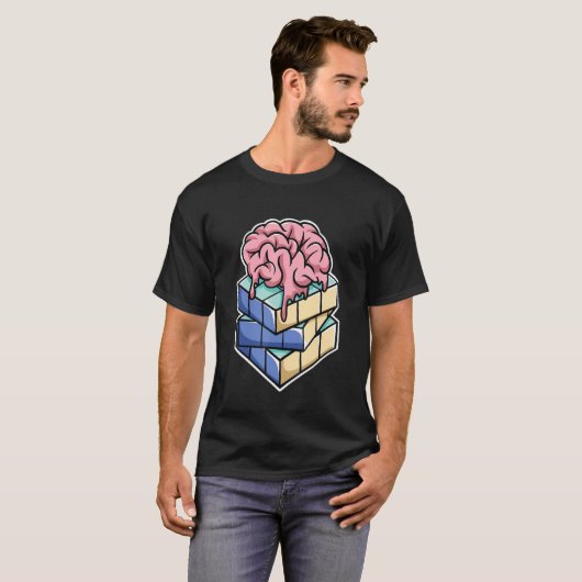 T-shirt Brain on Puzzle Cube Speed Cubing Cuber's (Devant entier)