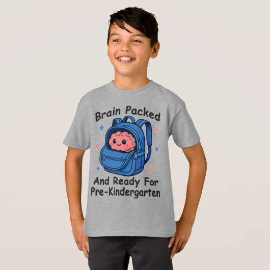 T-shirt “Brain Packed and Ready For PreKindergarten” Brain (Devant entier)