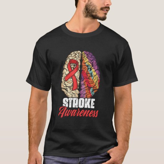 T-shirt Brain Stroke Survivor Red Ribbon Stroke Awareness (Devant)