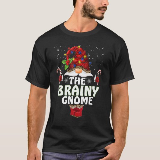 T-shirt Brainy Gnome Buffalo Plaid Matching Family Christy (Devant)