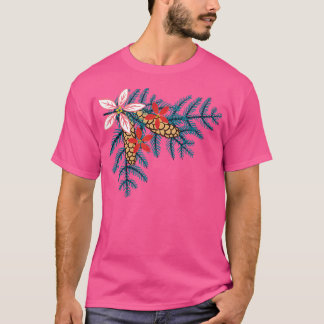 T-shirt Branche Cute Poinsettia Pinecone