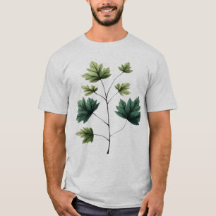 T-shirt Branche d'art de feuilles d'érable vert élégant
