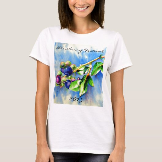 T-shirt Branche de bleuet, aquarelle (Devant)