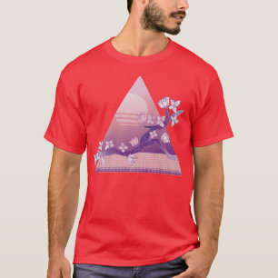 T-shirt Branche de fleurs de cerisier à vague vapeur japon