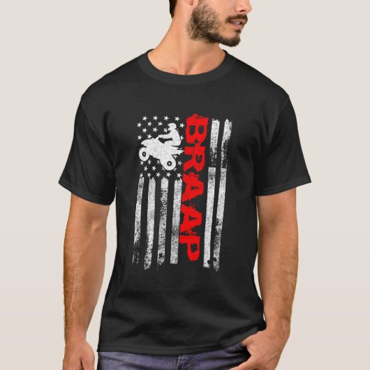 T-shirt Braquer Drapeau Américain Drapeau Quad Vélo Atv (Devant)
