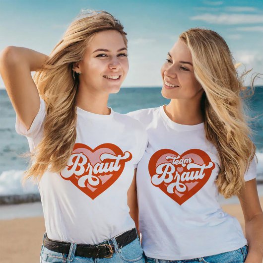 T-shirt Braut Und Team Braut Bachelorette Retro Herz