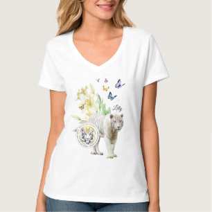 T-shirt brave papillon Be the Change White Tiger