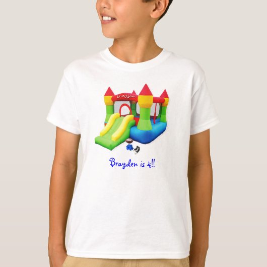 T-shirt brayden la pièce en t, Brayden est 4 ! ! (Devant)