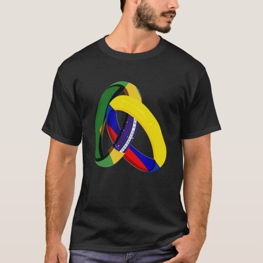 T-shirt Brazil Flag Colombia Grown Ring Marriage Wedding (Devant)