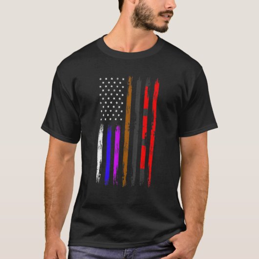 T-shirt Brazilian American Jiu Jitsu Fighter Vertical Flag (Devant)