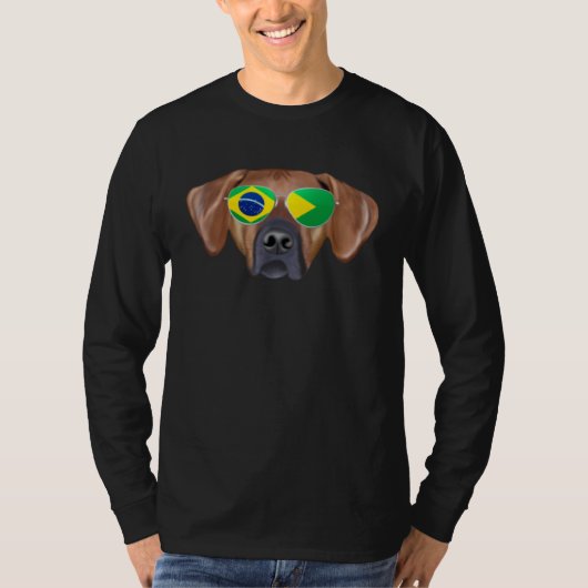 T-shirt Brazilian Flag Rhodesian Ridgeback Dog Brazil Pock (Devant)