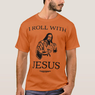 T-shirt Brazilian Jiu Jitsu BJJ I Roll with Jesus Funny De