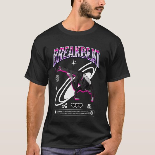 T-Shirt BREAKBEAT Breakdance Style Blanc (Devant)