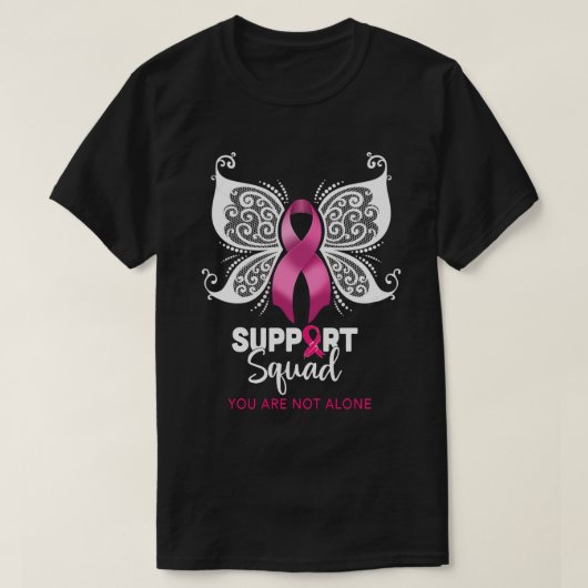 T-shirt Breast cancer Support Squad  pink ribbon with butt (Design devant)