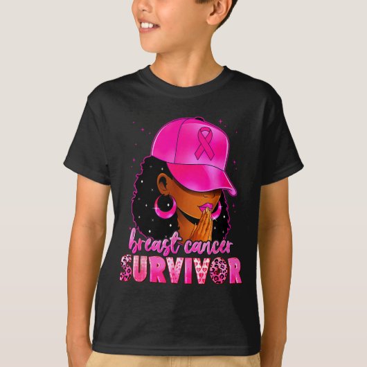 T-shirt Breast Cancer Survivor Black Women Afro African Ch (Devant)